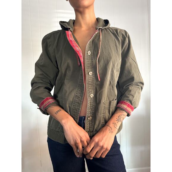 Vintage Army Green 100% Cotton Jacket Size Medium - Picture 3 of 4